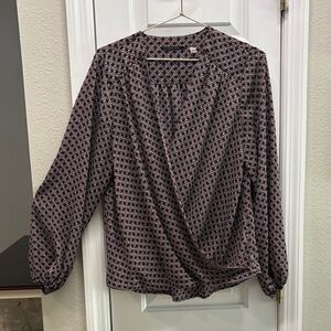 Tahari Geometric Black and Pink Blouse